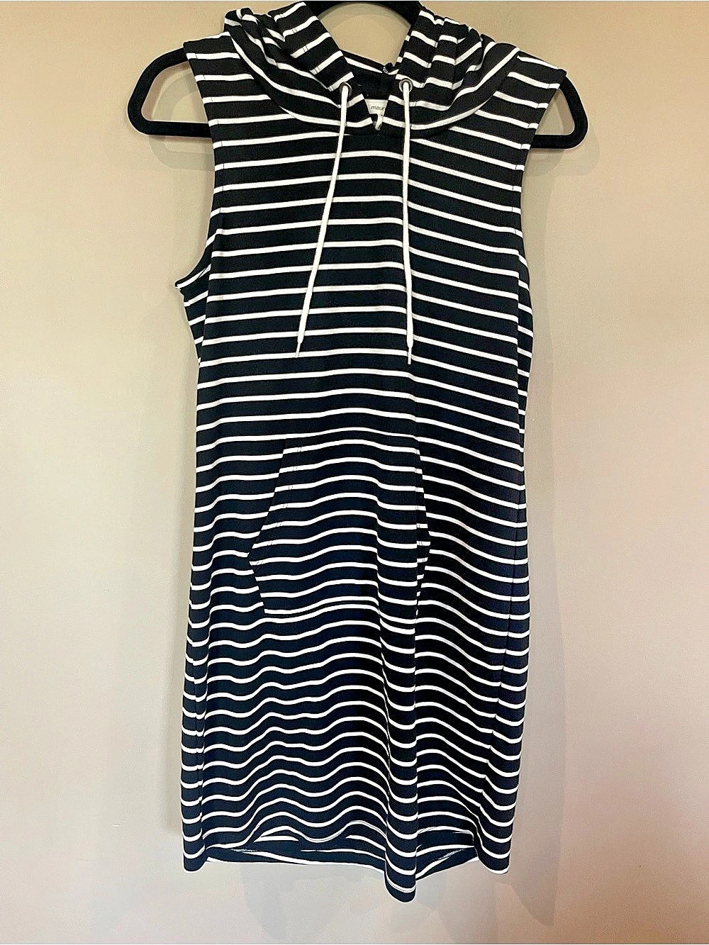 Maurices Striped Hooded Mini Dress in Black & White Size Medium NWT
